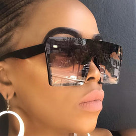 Oversized Square Sunglasses Women's Fashion Brand Design Flat Top Gradient Color Trend Men Glasses UV400 Multi-color Optional