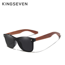 KINGSEVEN Bubinga Wooden Men's Sunglasses Polarized Retro Rimless Green Mirror Lens Sun Glasses Handmade Driving Eyewear