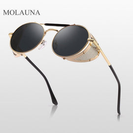 Gothic Steampunk Sunglasses Men 2019 Retro Round Metal Frame Men's Sun Glasses Brand Designer Punk Male Glasses Oculos
