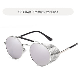 Gothic Steampunk Sunglasses Men 2019 Retro Round Metal Frame Men's Sun Glasses Brand Designer Punk Male Glasses Oculos