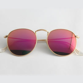 Glass lens Small Round Sunglasses Women's Metal Frame Sunglasses Women Luxury ladies retro driving sun glasses gafas