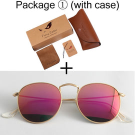 Glass lens Small Round Sunglasses Women's Metal Frame Sunglasses Women Luxury ladies retro driving sun glasses gafas