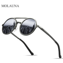 Retro Round Steampunk Sunglasses Men Aluminum Men's Polarized Sunglasses Classic Driving Male Glasses Oculos De Sol UV400