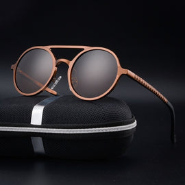 Retro Round Steampunk Sunglasses Men Aluminum Men's Polarized Sunglasses Classic Driving Male Glasses Oculos De Sol UV400