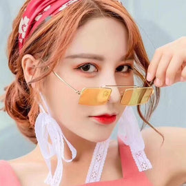 Fashion square metal eye glasses frame sunglasses for women's Driving polarized day and night Vision yellow uv protection