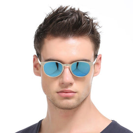 Xiasent Polarized Sunglasses New Men's Classic Retro Stainless Steel Super Round Frame Colorful Driving Sunglasses UV400