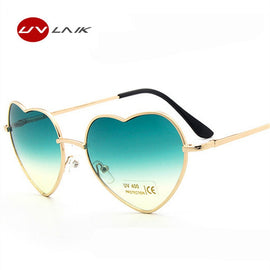 Womens Mirror Sun Glasses Love Metal Frame Fashion Sunglasses Shaped Reflective Women Heart Glasses Luxury Women's Eyeglasses