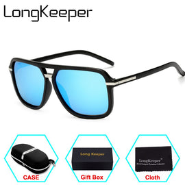 LongKeeper Men's Sunglasses Unisex Style Sun Glasses Retro Brand Designer High Quality With Colorful Temple UV400 With Box