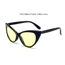 UVLAIK Cat Eye Sunglasses Women Blue Pink Red Lens Sun Glasses for Women Brand Designer Sunglass Clear Frame Women's Glasses