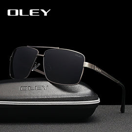 OLEY Square Men's Polarized Sunglasses Stainless steel frame Fashion summer travel HD glasses Driving anti-glare goggles
