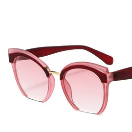Trendy Colored Half Frame Cat Eye Sunglasses Women Brand High Quality Eyeglasses Street Beat Shopping Oculos De Sol Gafas UV400