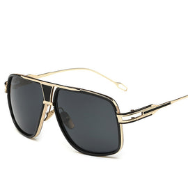 Retro Men's Square Sunglasses 2019 Ladies Brand Design Fashion Oversized Gold Alloy Frame Shield Glasses Lovers Style UV400