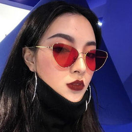 Trendy Tinted Color Vintage Shaped Sun glasses Famle Drop Shaped Ocean Cat Eye Sunglasses Women Brand Designer Oculos de sol
