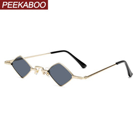 Peekaboo rhombus sunglasses vintage clear color gold metal frame small sun glasses for women decoration red blue yellow