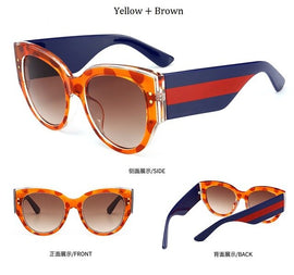 New Oversized Sunglasses Women Cat Eye Sexy Lunette De Soleil Women's Red Green Decorative Glasses Oculos Fashion Eyewear UV400