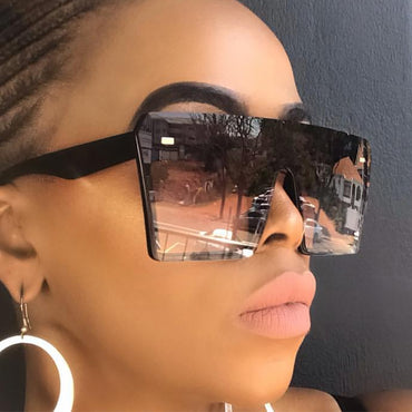 Oversized Square Sunglasses Women's Fashion Brand Design Flat Top Gradient Color Trend Men Glasses UV400 Multi-color Optional