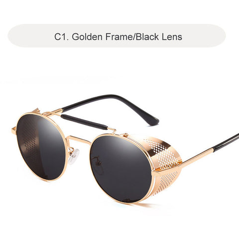 Gothic Steampunk Sunglasses Men 2019 Retro Round Metal Frame Men's Sun Glasses Brand Designer Punk Male Glasses Oculos
