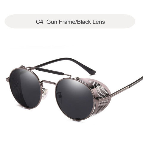 Gothic Steampunk Sunglasses Men 2019 Retro Round Metal Frame Men's Sun Glasses Brand Designer Punk Male Glasses Oculos