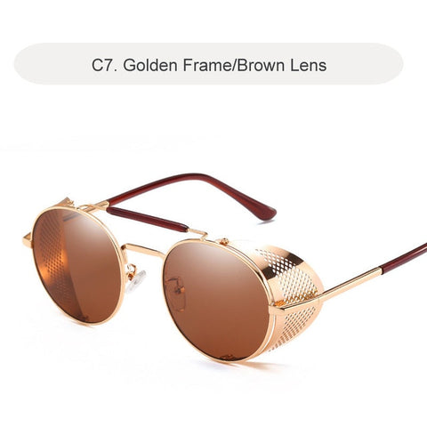 Gothic Steampunk Sunglasses Men 2019 Retro Round Metal Frame Men's Sun Glasses Brand Designer Punk Male Glasses Oculos