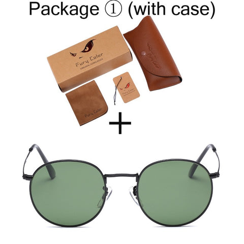 Glass lens Small Round Sunglasses Women's Metal Frame Sunglasses Women Luxury ladies retro driving sun glasses gafas