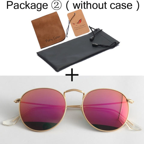 Glass lens Small Round Sunglasses Women's Metal Frame Sunglasses Women Luxury ladies retro driving sun glasses gafas
