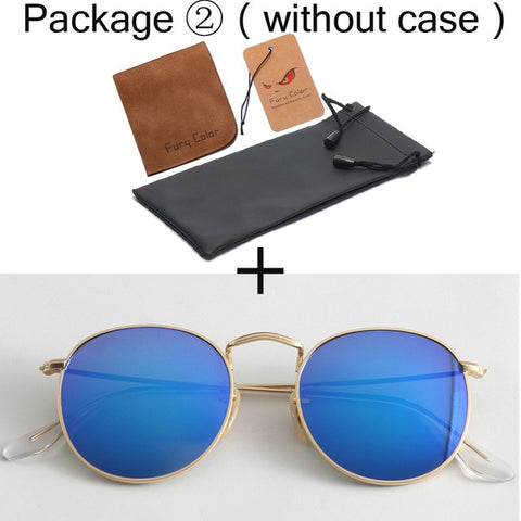 Glass lens Small Round Sunglasses Women's Metal Frame Sunglasses Women Luxury ladies retro driving sun glasses gafas
