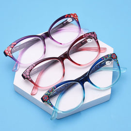 Retro Floral Fashion Cat Eye Reading Glasses Women Eyeglasses Presbyopic Anti Fatigue Reading-glasse Presbyopic Women's Glasses