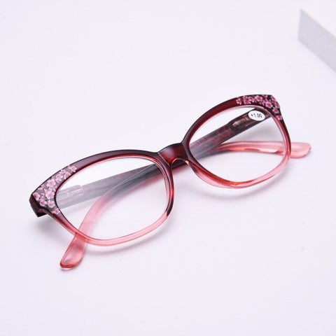Retro Floral Fashion Cat Eye Reading Glasses Women Eyeglasses Presbyopic Anti Fatigue Reading-glasse Presbyopic Women's Glasses