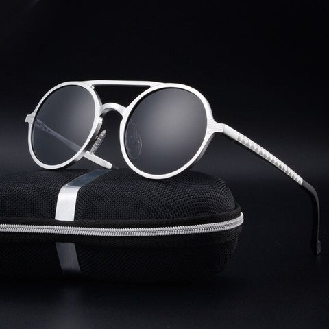 Retro Round Steampunk Sunglasses Men Aluminum Men's Polarized Sunglasses Classic Driving Male Glasses Oculos De Sol UV400
