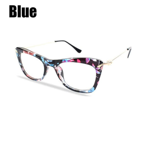 SOOLALA Women's Fashion Designer Cat Eye Eyeglasses Frames with Metal Arms Reading Glasses Women Anti-fatigue Eyewear Oculos