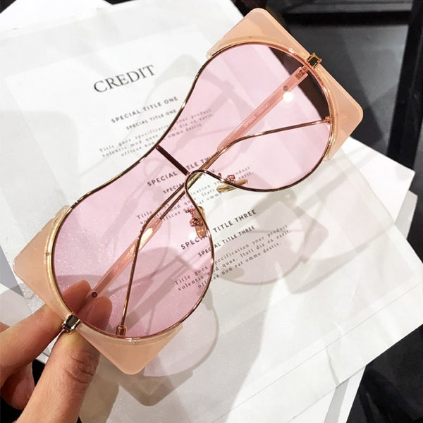 JASPEER New Sqaure Eye Goggles Sunglasses Women Oversized Eyeglasses Luxury Brand One Piece Colorful Sunglasses Shades UV400