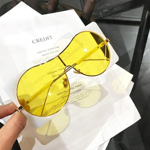 JASPEER New Sqaure Eye Goggles Sunglasses Women Oversized Eyeglasses Luxury Brand One Piece Colorful Sunglasses Shades UV400