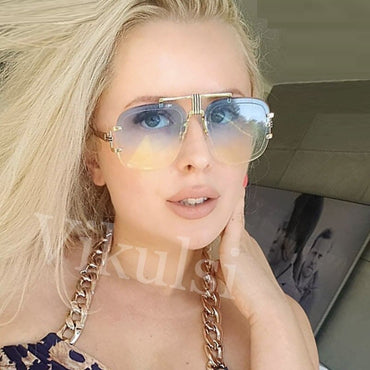 Unisex Rimless Square Sunglasses Women's 2019 New Trend Ladies Luxury Brand Gradient Aviation Sunglasses Female Men Shades UV400