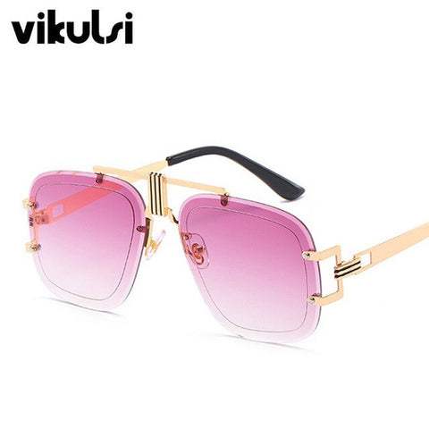 Unisex Rimless Square Sunglasses Women's 2019 New Trend Ladies Luxury Brand Gradient Aviation Sunglasses Female Men Shades UV400