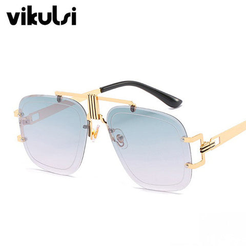 Unisex Rimless Square Sunglasses Women's 2019 New Trend Ladies Luxury Brand Gradient Aviation Sunglasses Female Men Shades UV400