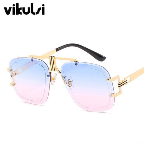Unisex Rimless Square Sunglasses Women's 2019 New Trend Ladies Luxury Brand Gradient Aviation Sunglasses Female Men Shades UV400