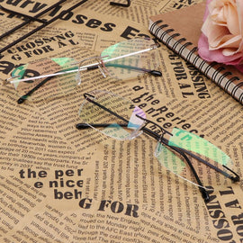 Men's Titanium Alloy No Rim Reading Glasses Frameless Folding Eyeglasses Presbyopia Eyewear + 1.0 + 1.5 + 2.0 + 2.5 + 3.0 + 3.5