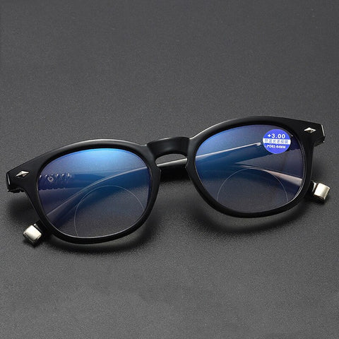 SEEMFLY 2019 new Men's Vintage Double light Reading Glasses Presbyopia Men Women TR90 Square Eyewear Blue Light Blocking glasses