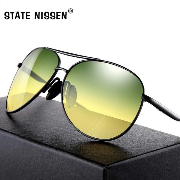 STATE NISSEN Polarized Sunglasses Men Night Vision Gradient Glasses Brand Designer Driving Aviation Glasses Men's Glasses