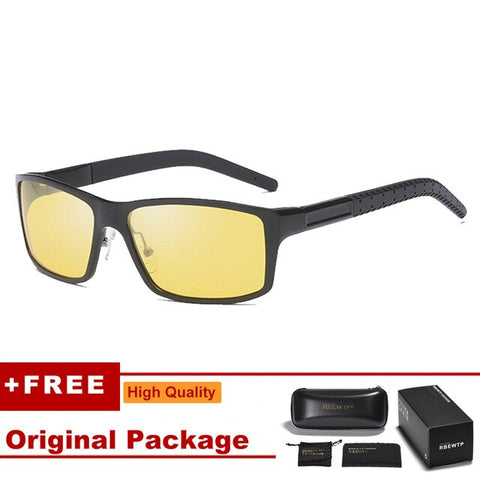 RBEWTP Night Vision Glasses Aluminum Magnesium Men's Sunglasses Polarized Square Mirror oculos Male Eyewear Accessories For Men