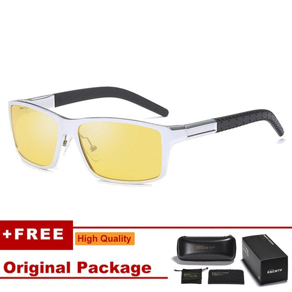 RBEWTP Night Vision Glasses Aluminum Magnesium Men's Sunglasses Polarized Square Mirror oculos Male Eyewear Accessories For Men