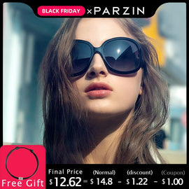 PARZIN Fashion Oversized Black 2019 Sunglasses Women Brand Designer Elegant Big Frame Women's Glasses UV400 Polarized With Case