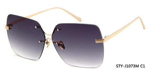 Long Keeper Gradient Crystal Cutting Women's Sunglasses Rimless Glasses Male Female Reflective Mirror Rimless Eyewear J1073M
