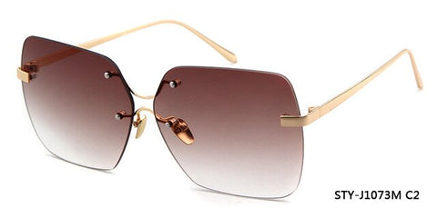 Long Keeper Gradient Crystal Cutting Women's Sunglasses Rimless Glasses Male Female Reflective Mirror Rimless Eyewear J1073M
