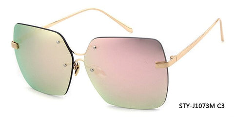 Long Keeper Gradient Crystal Cutting Women's Sunglasses Rimless Glasses Male Female Reflective Mirror Rimless Eyewear J1073M
