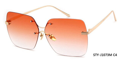 Long Keeper Gradient Crystal Cutting Women's Sunglasses Rimless Glasses Male Female Reflective Mirror Rimless Eyewear J1073M