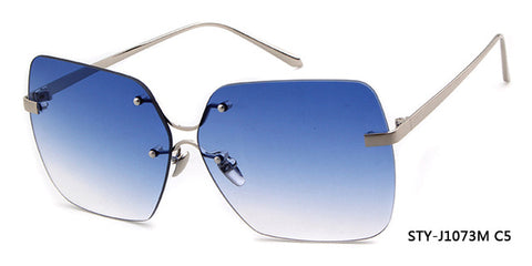 Long Keeper Gradient Crystal Cutting Women's Sunglasses Rimless Glasses Male Female Reflective Mirror Rimless Eyewear J1073M