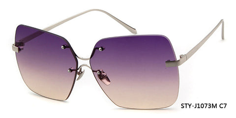 Long Keeper Gradient Crystal Cutting Women's Sunglasses Rimless Glasses Male Female Reflective Mirror Rimless Eyewear J1073M