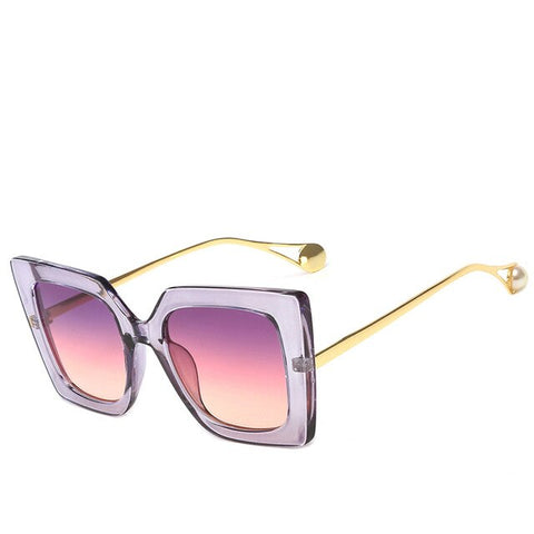 New European and American Trend Sunglasses Street Style Fashion Sunglasses Square Pearl Women's Sunglasses UV400