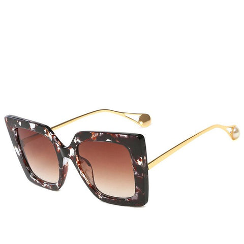 New European and American Trend Sunglasses Street Style Fashion Sunglasses Square Pearl Women's Sunglasses UV400